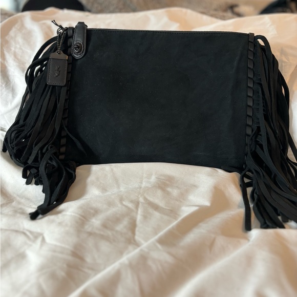 Coach Suede Fringe Turnlock Clutch 86480 - Picture 1 of 14